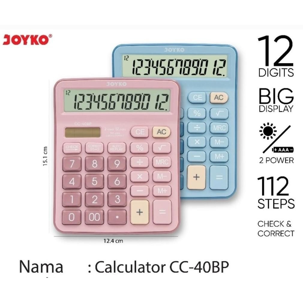 

hg-24 t-56 JOYKO CC-40BP CHECK & CORRECT CALCULATOR - Kalkulator Meja Color PASTEL CC 40BP Termurah Murah