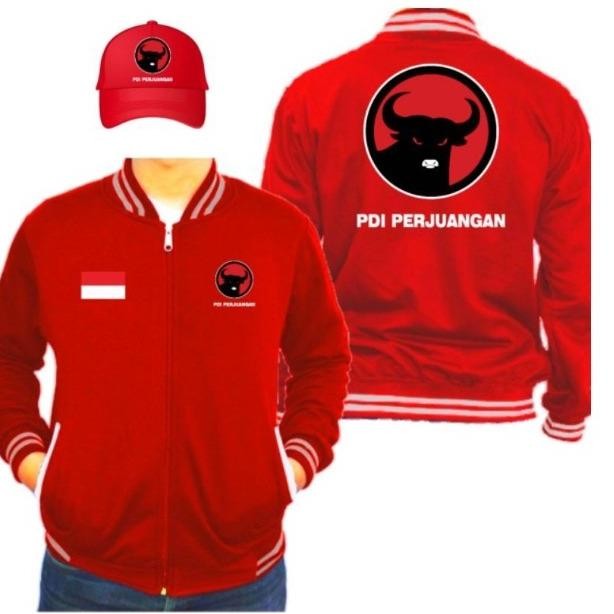 Type 04 Zipper Partai Pdip - Bonus Topi - Jaket Baseball Partai Pdip - Jaket Partai Partai Pdip