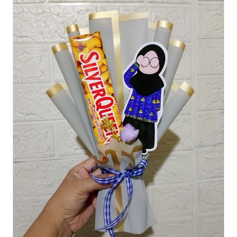 

t-56 fg-80 buket mini coklat Silverqueen Cadbury bucket snack mini bouquet hadiah ulang tahun hari guru wisuda bisa custom Terlaris Premium