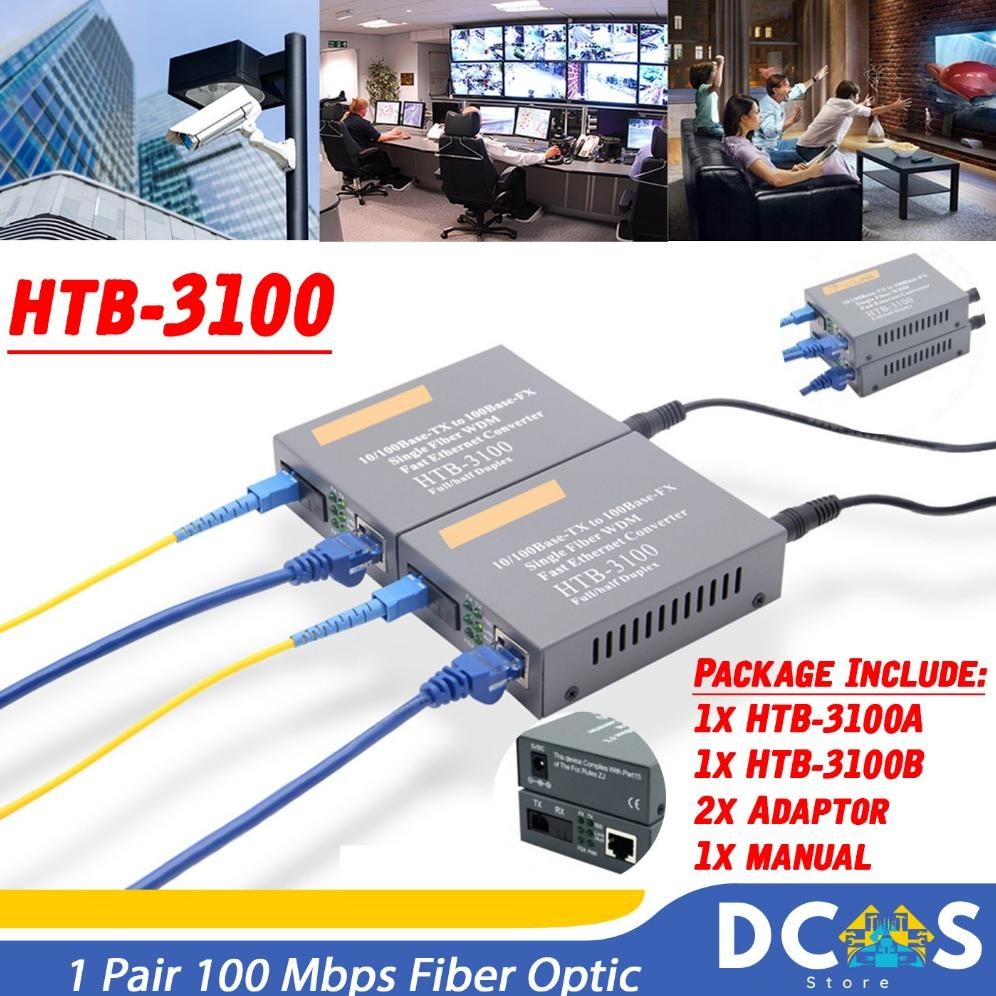 HTB3100 Media Converter Fiber Optic / FO Converter 1 Pair 100 Mbps Fiber Optik  RJ45 HTB3100 HTB-310
