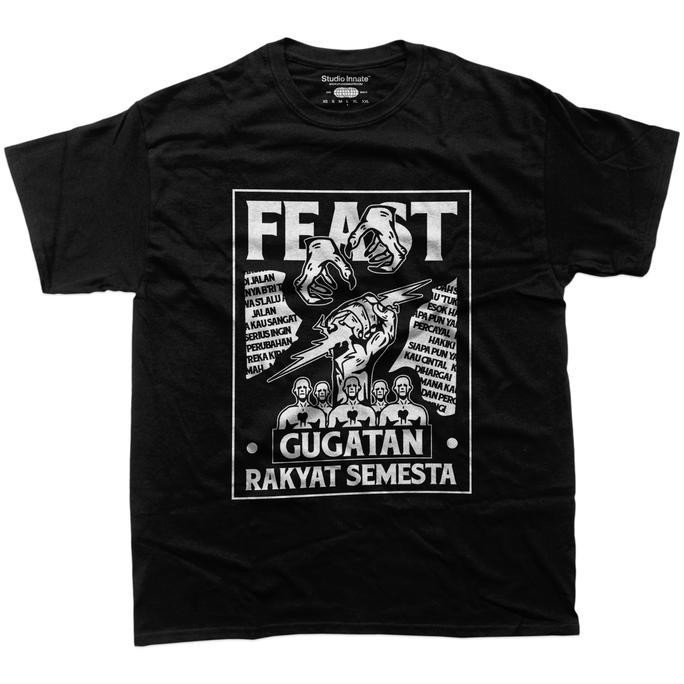 New T-Shirt Merchandise Band Feast Gugatan Rakyat Semesta Basic Katun Combed