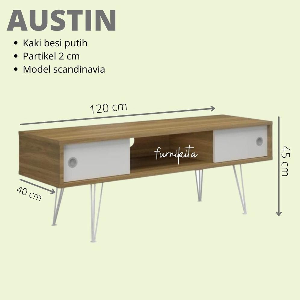 RAK TV MEJA TV MEJA TAMU MINIMALIS KAKI BESI AUSTIN