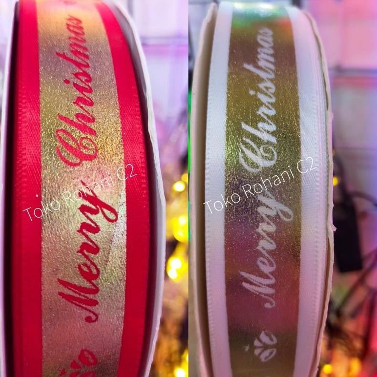 

WDM-2227 uk-75 Pita Natal Roll Meteran Merry Christmas Gold 2,5cm L29/2 - Hiasan Natal - Dekorasi Natal - Pita Natal - Pita Santa Original Sale