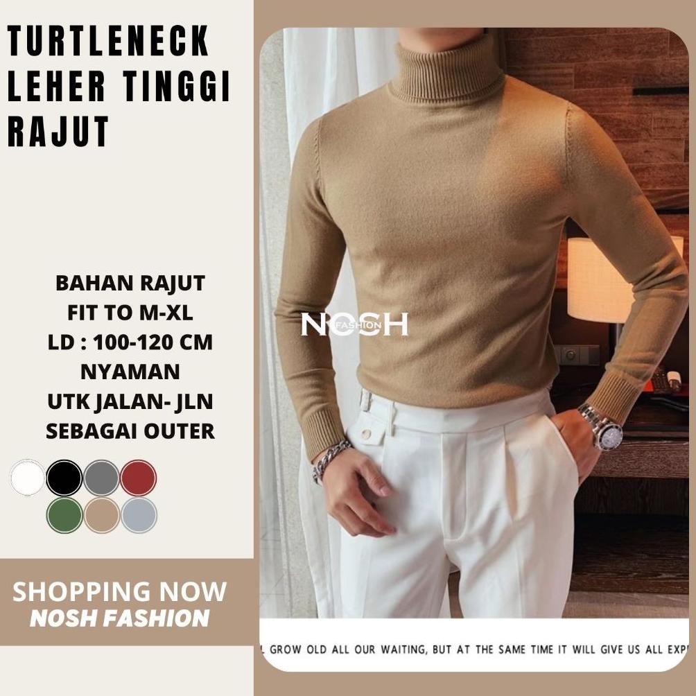 Sweater Turtle Neck Rajut Pria Korea Look Vindy / Turtleneck Pria Round Hand -