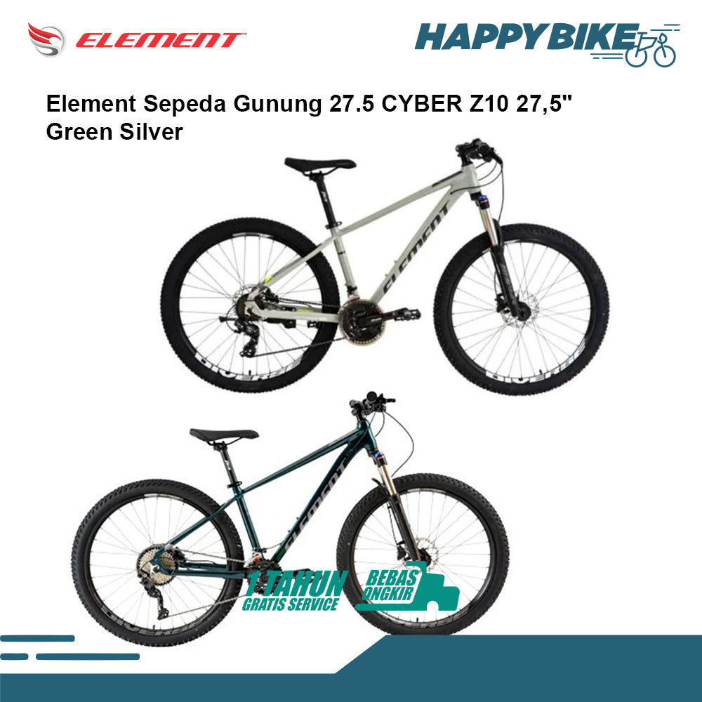 ELEMENT Sepeda Element MTB Mountain Bike Cyber Z10 27,5" Silver Green Alloy 15,5