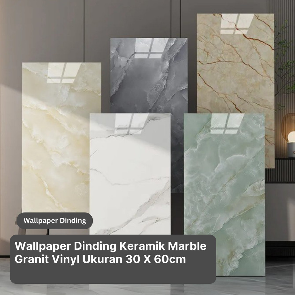 Wallpaper Dinding Keramik Marble Granit Vinyl Ukuran 30 X 60cm