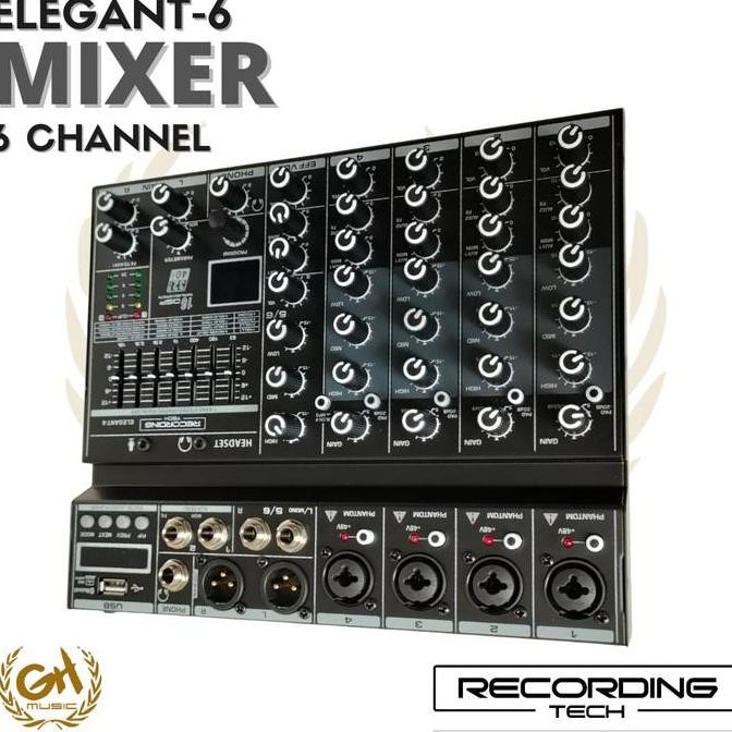 Grosir Recording Tech Elegant 6 - Mixer 6 Channel Podcast Recording Karaoke