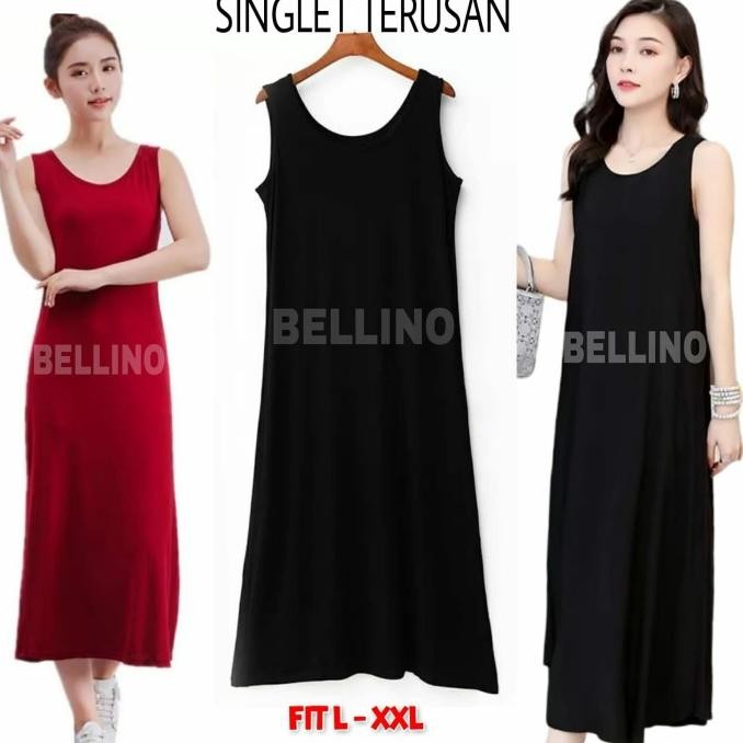 Promo Inner Kaos Oblong Wanita Singlet Lekbong Panjang Dalaman Gamis Dress