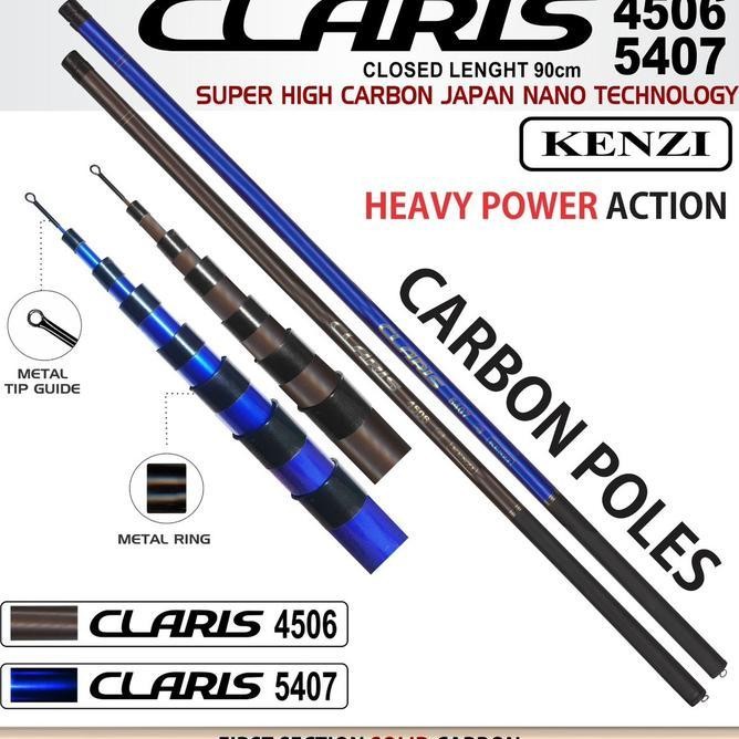 {{ Joran Kenzi Tegek Claris 4506 Abu 5407 Biru Heavy Power Action Carbon Poles Memancing Pancing Rea