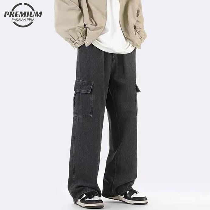 Murah Celana Cargo Jeans Pria Celana Jeans Pria Panjang Baggy Pants Celana Gombrang Pria Cargo Pants
