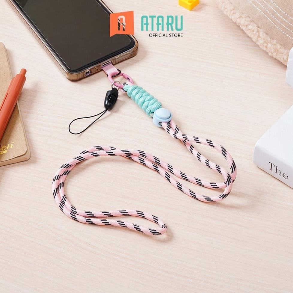 

Ataru Lanyard Color Block Strap - Pink Tali Leher Name Tag Id Card Kartu Akses Tali Gantungan Hp
