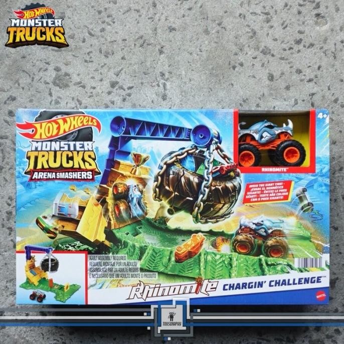 Hot Wheels Monster Truck Arena Smashers Rhinomite Chargin Challenge