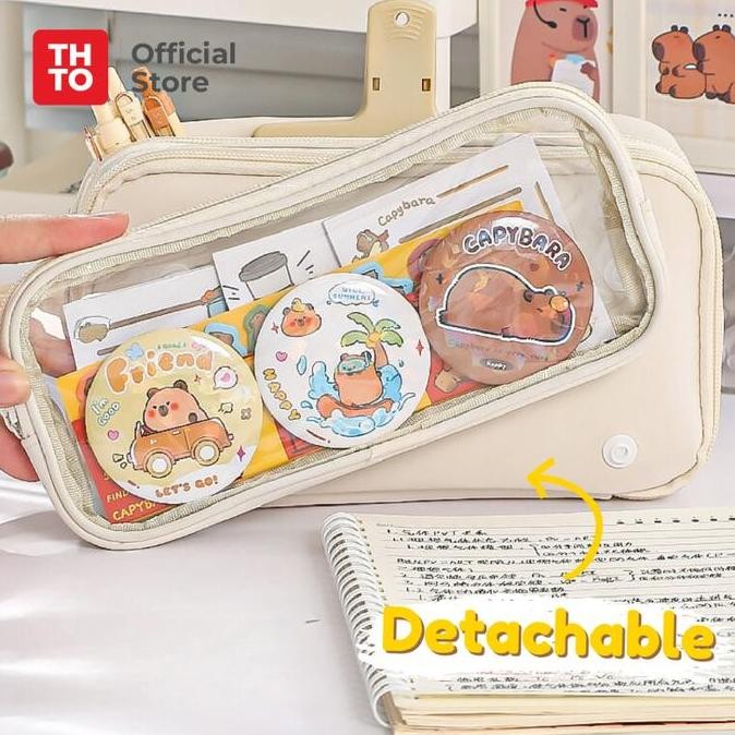 

Dearglow- Thto Tas Tempat Pensil Case Pouch Anak Sekolah Detachable Copot Pasang Transparan A150