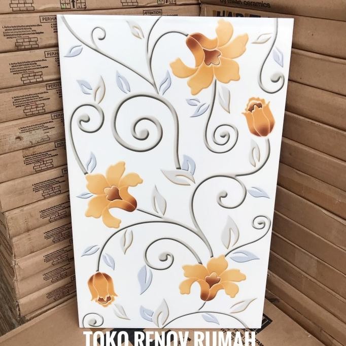 Keramik dinding 25x40 motif bunga (glossy)/ keramik dinding dapur