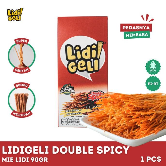 

Lidi Geli - Mie Lidi Rasa Double Spicy 90gr Camilan Kering Pedas nUg