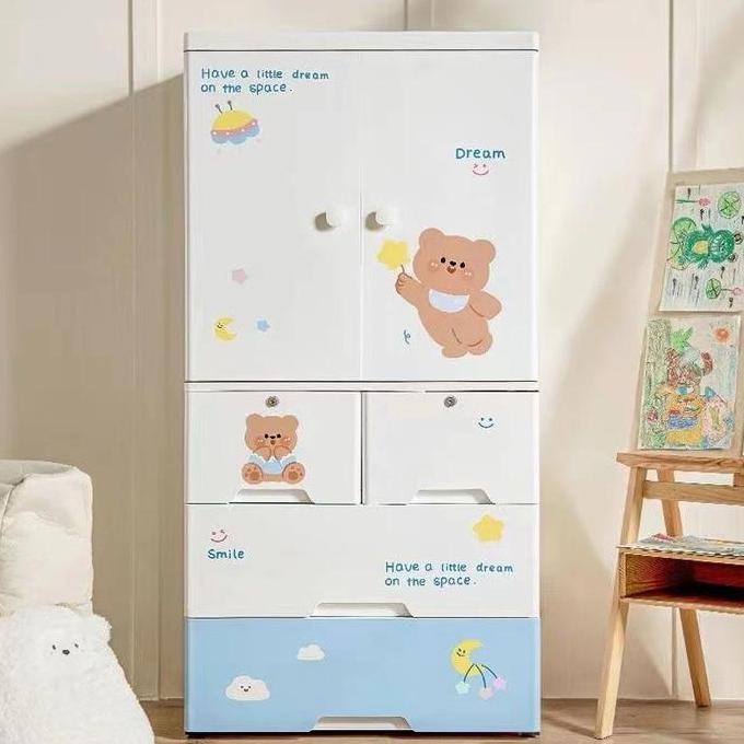 Geraigo- Lemari Plastik Pakaian Anak Lemari Bayi Plastik Lemari Baju Anak Rak Baju Anak Furniture