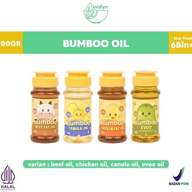 

BUMBOO Oil 100 ml | Minyak Evoo | Kanola | Fat Oil Minyak Mpasi Bayi Lemak Tambahan | Booster Mpasi Zaitun Botol nUg