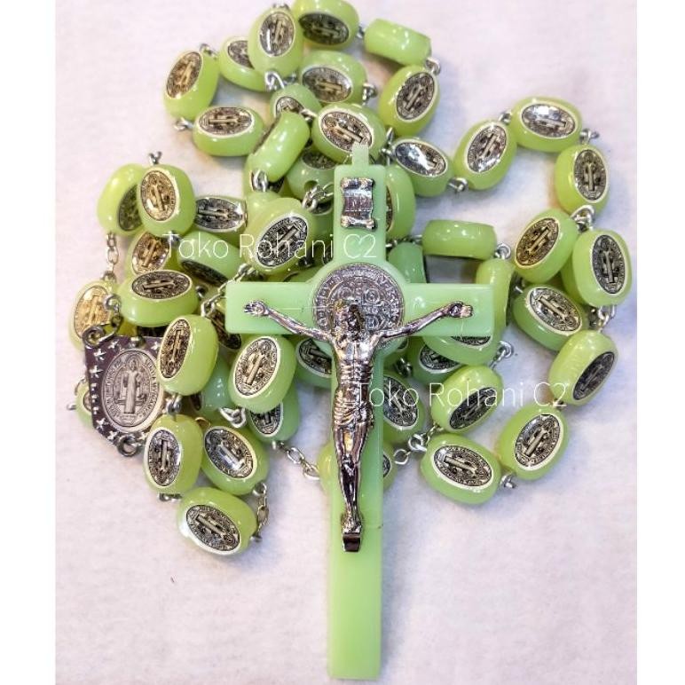 th-23 Of14 Rosario Dinding Fosfor Gambar Maria/ Benediktus Salib Lux 126cm - Rosario Rohani Terlaris