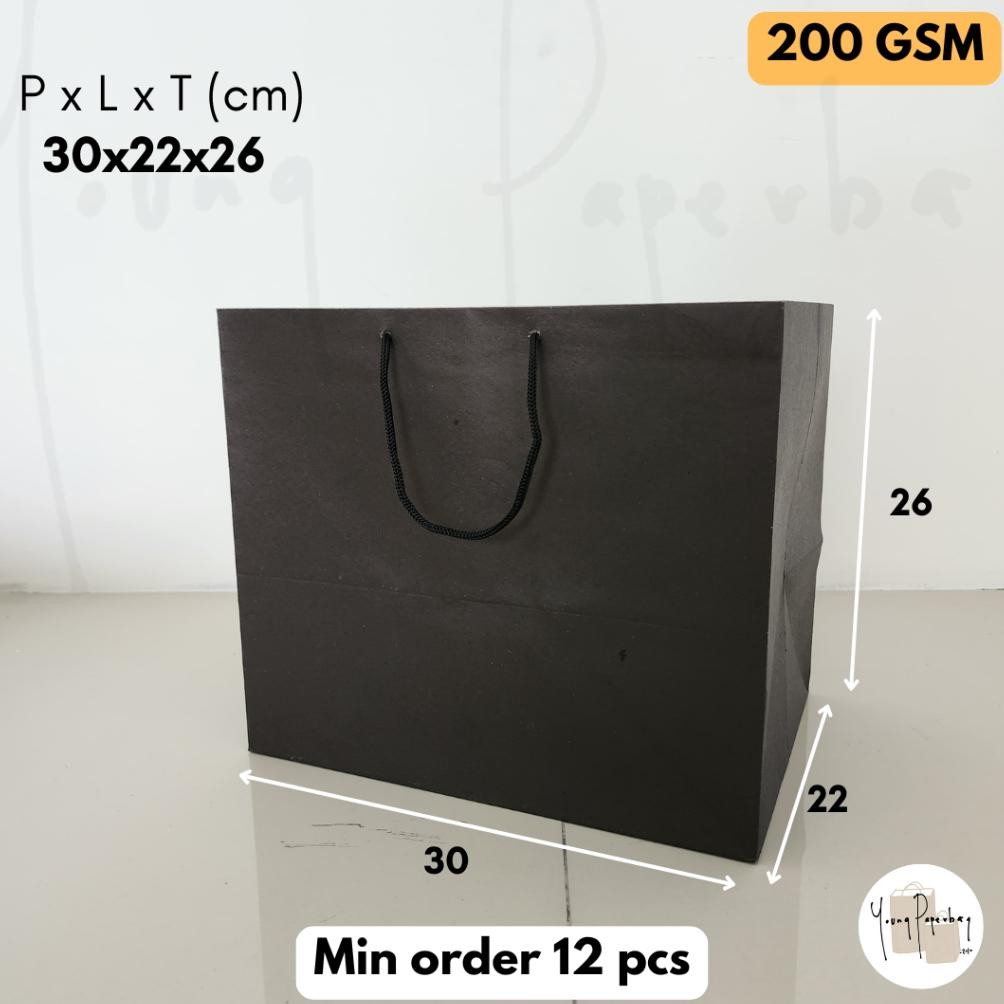 

Iqr-914 [200 Gsm] Paper Bag/Tas Kertas Paperbag Hitam/Black Series Polos Uk. 30X22X26 Kraft (1 Pcs)