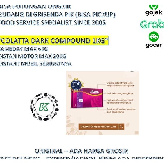 

COLATTA Dark Compound Chocolate 1kg GOJEK liquid
