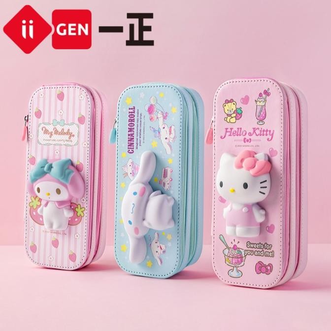 

Kotak Tempat Pensil 3D lucu 2 lapis double layer squishy IIGEN cinnamoroll kuromi my melody hello kitty liquid