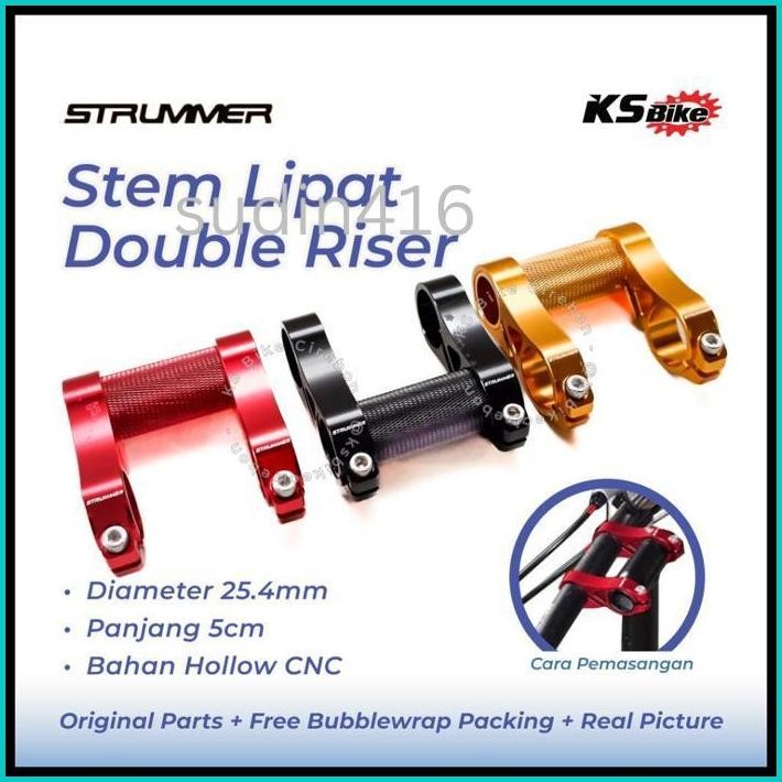 STEM RISER STRUMMER STANG SEPEDA LIPAT 25.4MM PENINGGI DOUBLE SEM HANDLEBAR FOLDING BIKE ALLOY KS BI