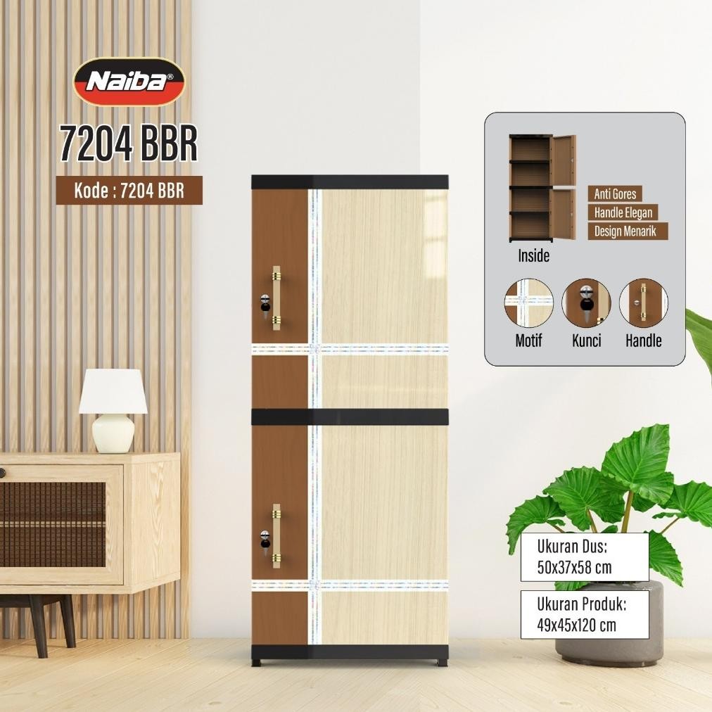 NAIBA - LEMARI PAKAIAN PLASTIK SUSUN 4 NACASE FULL KUNCI