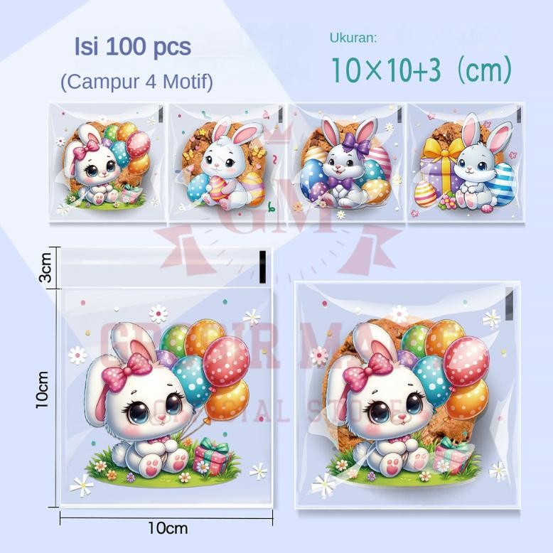 

QV21 sd-67 Isi 100 Pcs Plastik Cookies OPP Bunny Bear Plastik kue Permen Snack Karakter Kantong OPP Kemasan Kue Biskuit Cookies 7 cm 10 cm Terlaris Premium