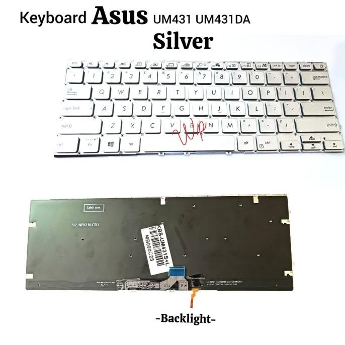 Keyboard Asus Zenbook 14 Um431 Um431Da Silver Backlight New Stok