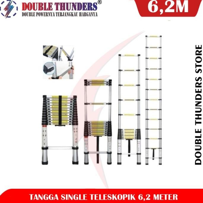 DT Tangga Lipat Aluminium Teleskopik 6,2M Single Ladder Telescopic tangga  lipat  4  meter tangga  t
