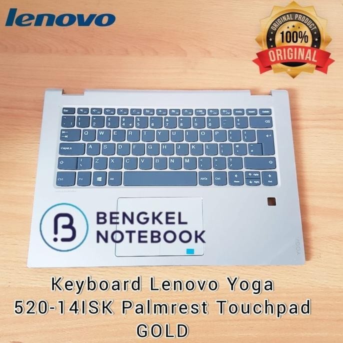 Keyboard Lenovo Yoga 520-14Isk Flex5-14 Palmrest Touchpad Gold New Stok