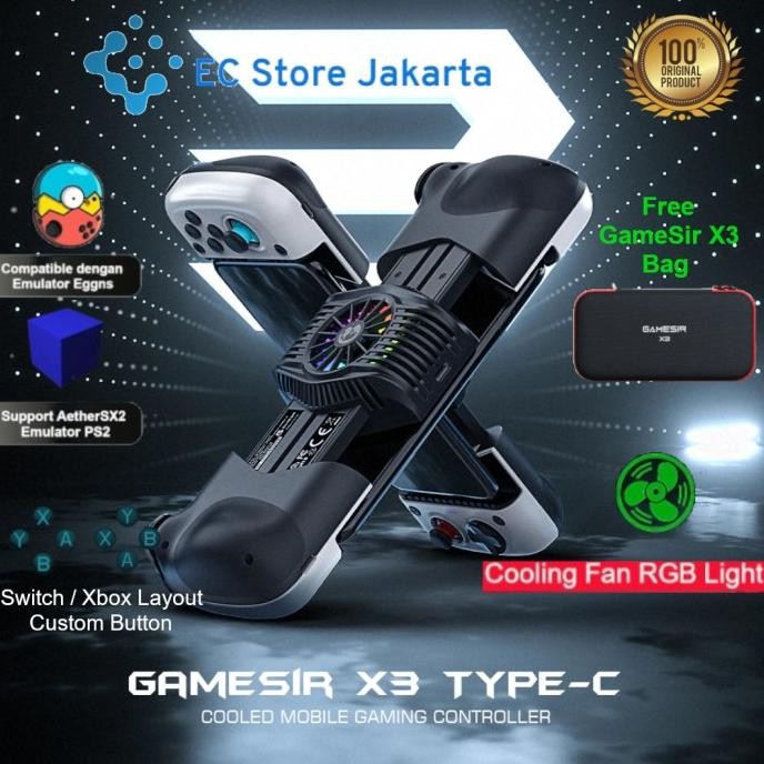 promo gamesir x3 type-c cooling fan mobile gaming controller gamepad egg ns