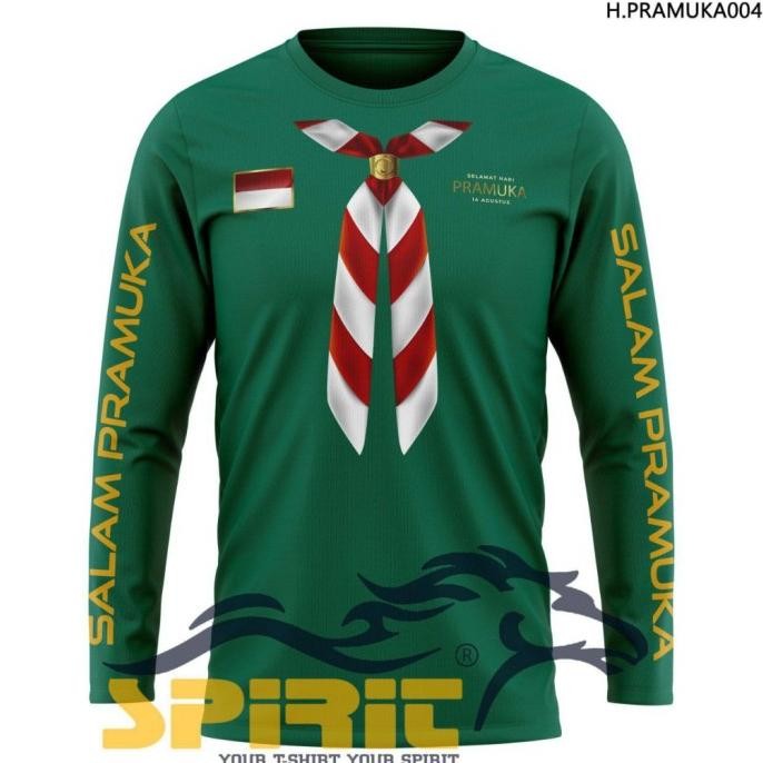 new bisa custom kaos pramuka pembina jumbo lengan panjang pria wanita baju hari pramuka kaos salam p