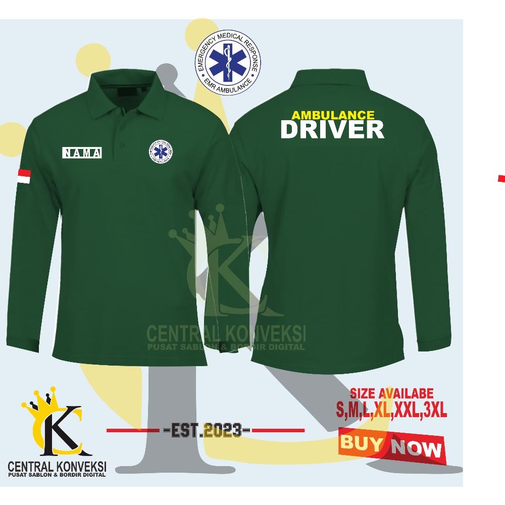Poloshirt / Kaos Kerah Polo Ambulance Driver / Poloshirt Kaos Kerah Driver Ambulance