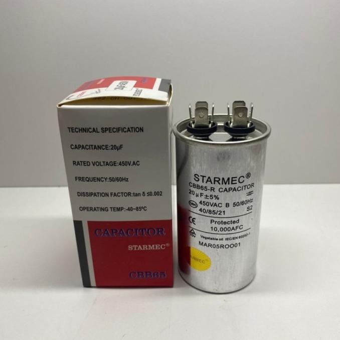 Promo Kapasitor AC 20uf Capasitor AC 20 uf 450Vac Starmec COD