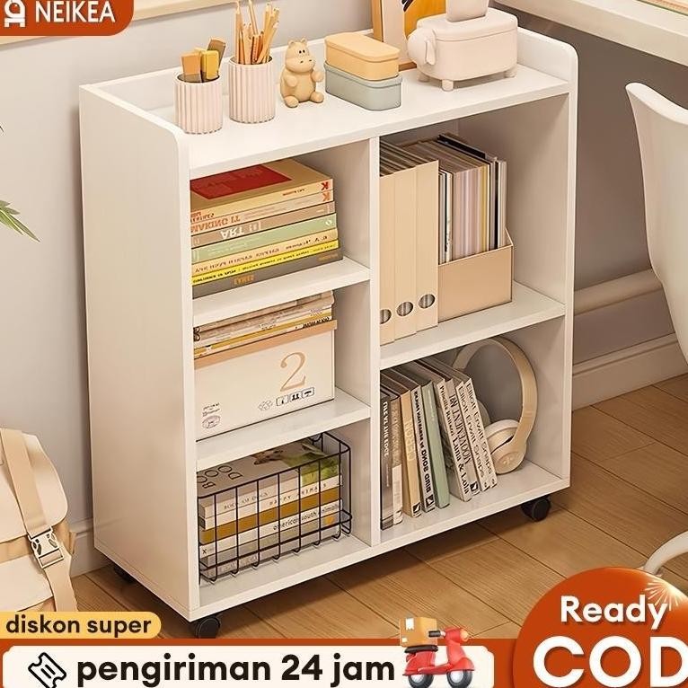 dengan rodaRak Serbaguna Susun 5 Lemari Buku Serbaguna Lemari Buku Susun Kayu Rak Buku Anak