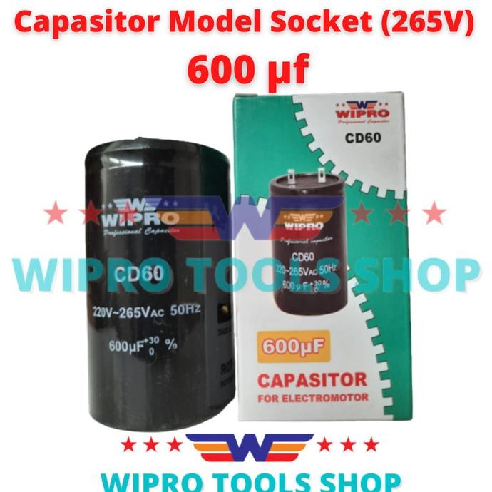 Kapasitor Capasitor Model Socket 265V - 600 Mf Uf Wipro New Stok