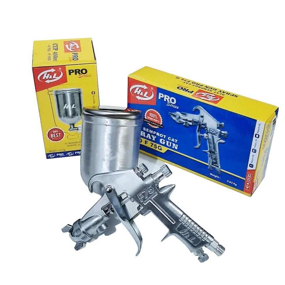 IWA TOOLS / H&L / XENON Spray Gun F75 G Tabung Atas 400 ml / Alat Semprot Cat Mobil Motor F75G DUCO 