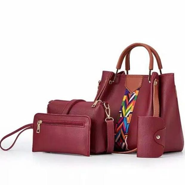 Tas Wanita Import Tas Batam Tas Handbag Flower Set 4in1