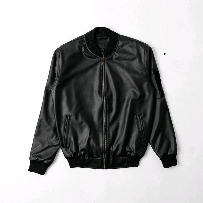 Jaket Kulit Bomber Viena / Jaket Kulit / Jaket Semi Kulit / Jaket Bomber / Jaket Pria Kain Lembut Ny
