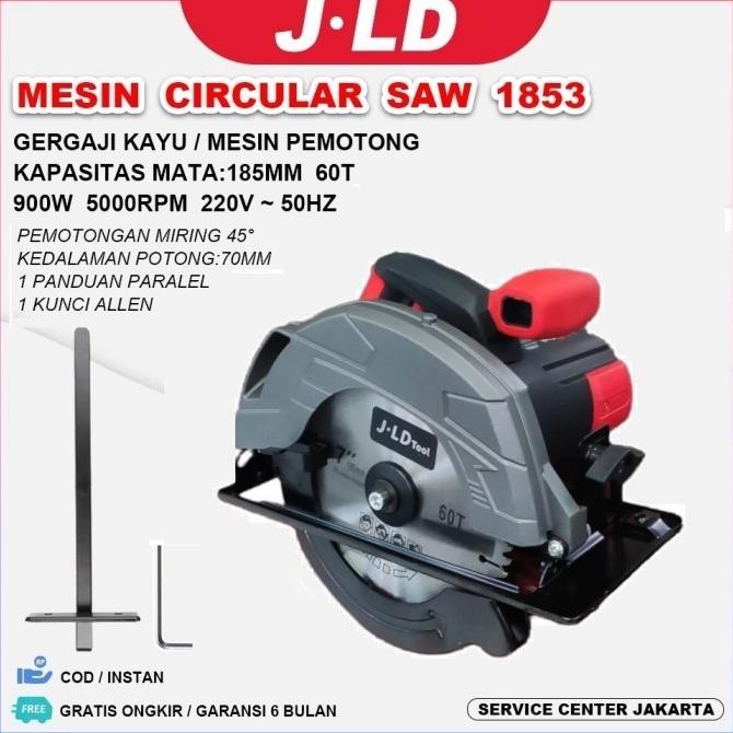 Jld Circular Saw Gergaji Kayu Listrik 900W 7Inch Mesin Serkel Kayu Sirkular Saw Mesin Potong Kayu Co