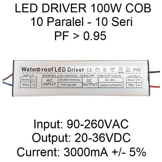 Diskon Led Driver 100W 3000Ma Dc20-36V Pf 0.95 Wp