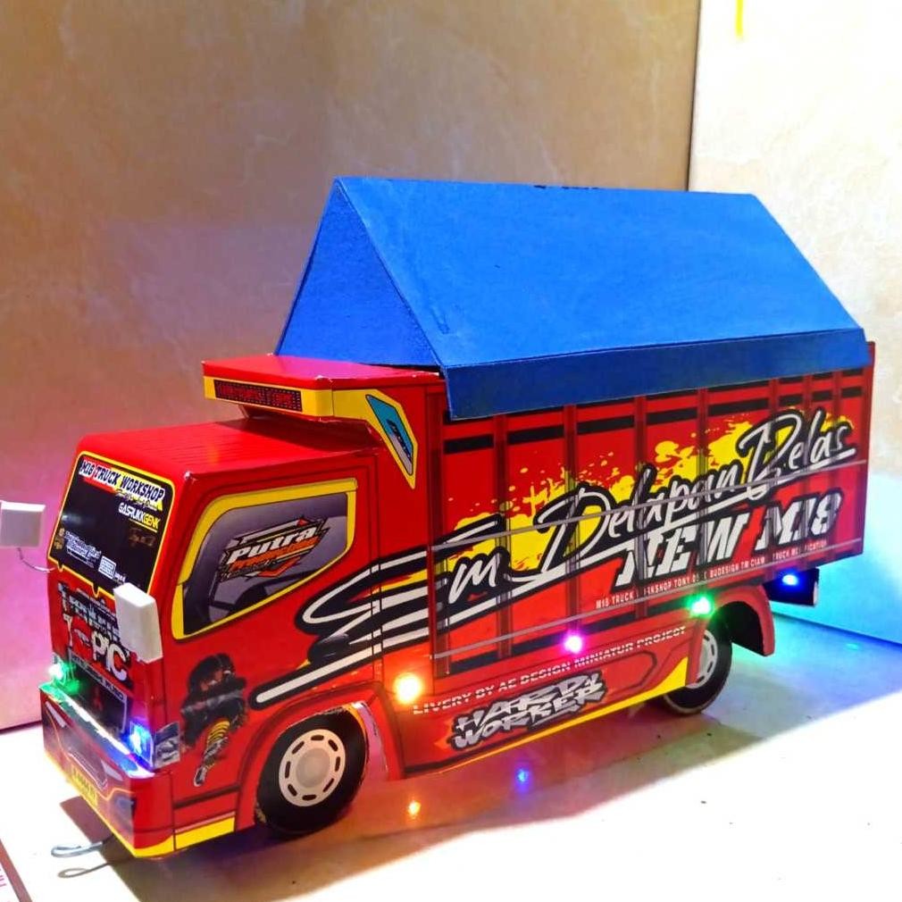 MINIATUR TRUK OLENG TRUK OLENG KAYU ASLI TRUK OLENG FULL VARIASI LAMPU BONUS TERPAL DAN SETIKER TRUK