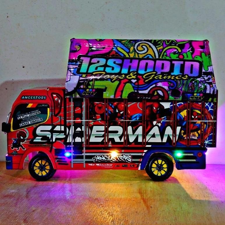 Truk Oleng Mobil Mobilan Spiderman Truk Oleng Die cast Miniatur Truk