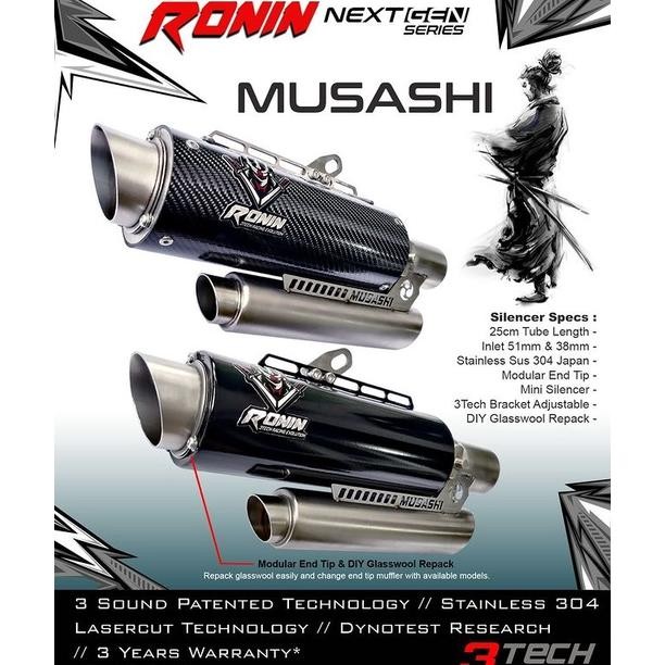 Sport & Bebek 125 - 160cc KNALPOT 3 SUARA 3tech Ronin Musashi NextGen Fullsytem Bergaransi Resmi R15