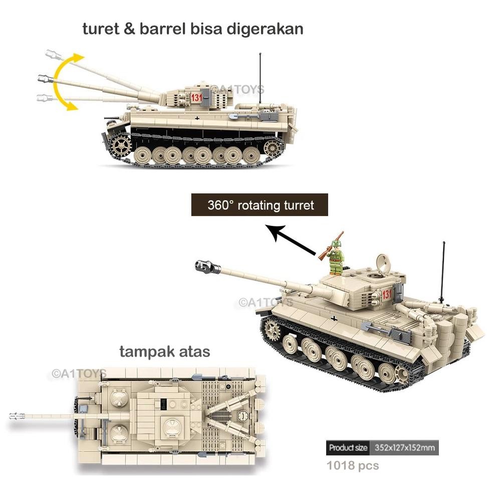 Bricks Tiger tank mainan tank miniatur tank block Tiger tank