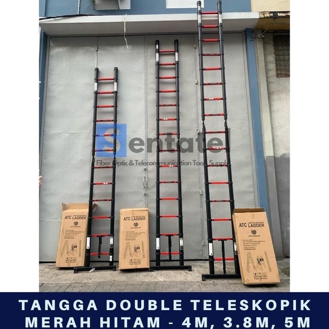 Promo Tangga Lipat Double Aluminium Teleskopik (2.5+2.5) 5M - Merah