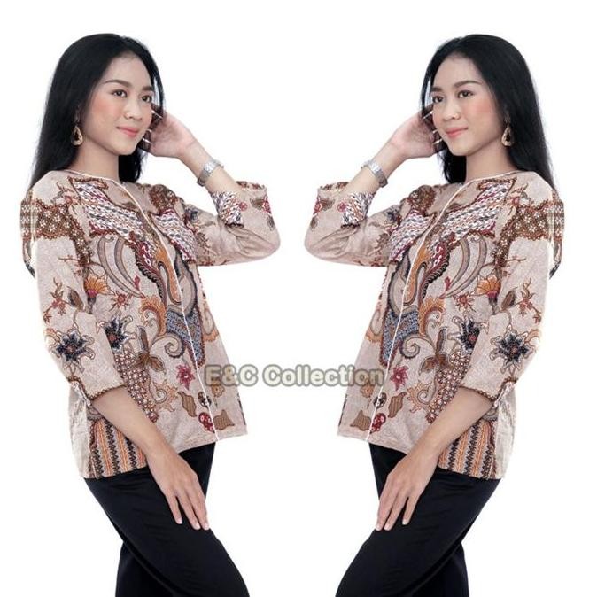 Tersedia Atasan Batik Wanita Kraton Modern - Batik Wanita - Blouse Batik - Baju Katun Panjang Panjan
