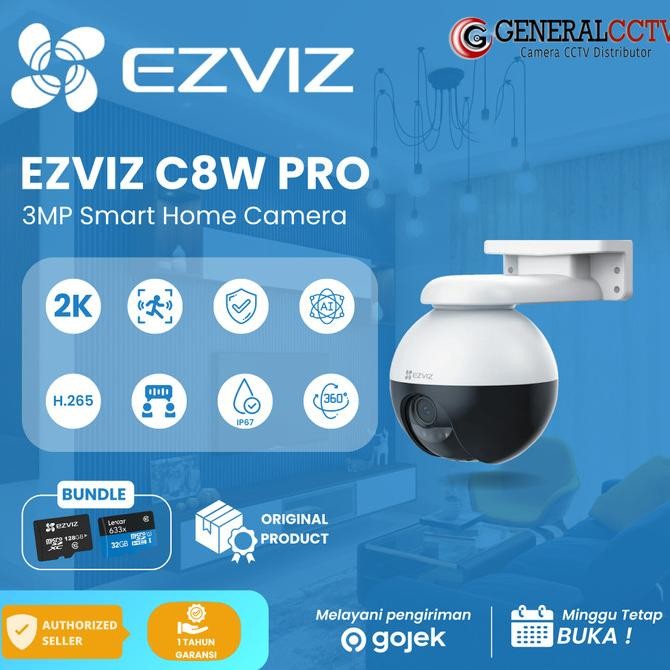 Ezviz C8W PRO 3MP Cakupan Panorama 360 | Kamera Wi-Fi Pan & Tilt