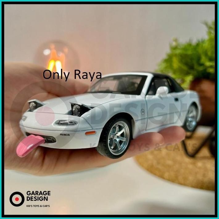 DIECAST MINIATUR MOBIL MAZDA MIATA MX5 1990 SKALA 1:32 - TERDAPAT LAMPU DAN SUARA PAJANGAN 1/32